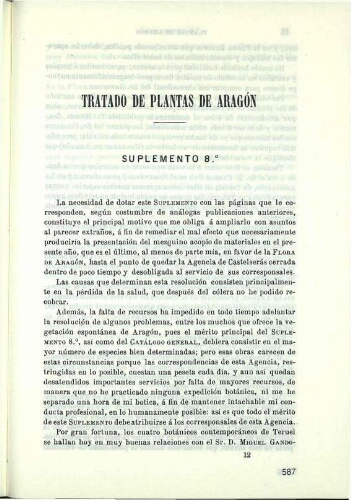 Tratado de plantas de Aragón. Suplemento 8.º
