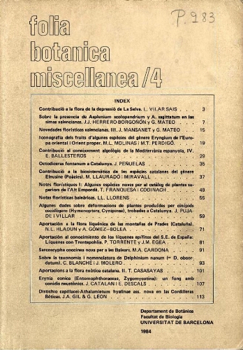 Folia Botanica Miscellanea. [Vol.] 4