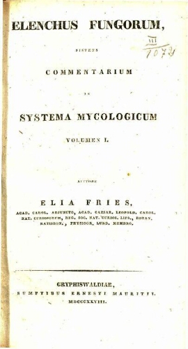 Elenchus fungorum [...] Volumen I