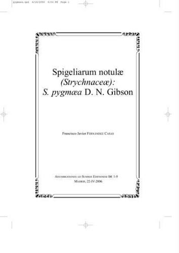 Spigeliarum notulae (Strychnaceae): S. pygmaea D. N. Gibson