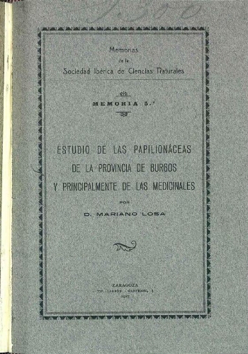 Estudio de las Papiliónaceas de la provincia de Burgos y principalmente de las medicinales