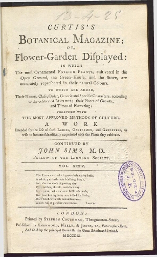 Curtis's Botanical Magazine (1801). Vol. 34-35