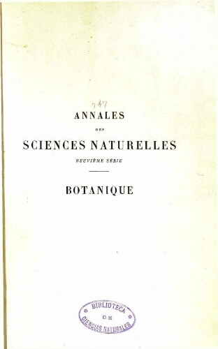Annales des sciences naturelles neuvième série. Botanique. [...] Tome VIII
