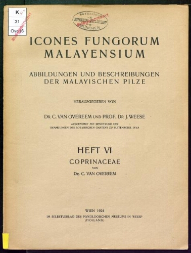 Icones fungorum malayensium. Heft 6. Coprinaceae