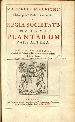 Anatomes plantarum pars altera