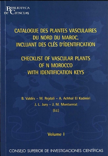 Catalogue des plantes vasculaires du nord du Maroc. Volume I