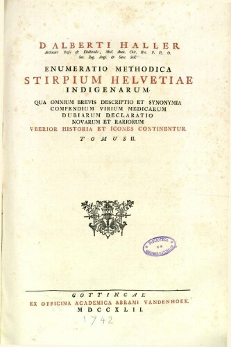 Enumeratio methodica stirpium Helvetiae indigenarum [...] Tomus II