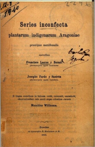 Series inconfecta plantarum indigenarum Aragoniae