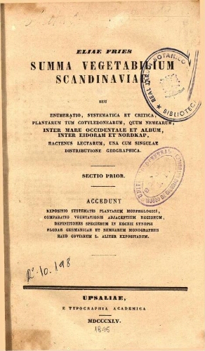 Summa vegetabilium Scandinaviae [...] Sectio prior
