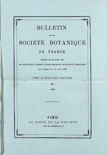 Bulletin de la Société botanique de France [...] T. 87