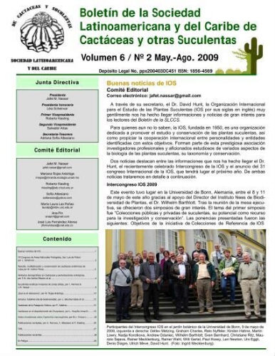 Boletín de la Sociedad Latinoamericana y del Caribe de Cactáceas y otras Suculentas. Volumen 6 / Nº. 2 May.-Ago. 2009