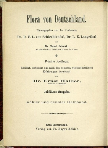 Flora von Deutschland. Band 28. Halbband 8-9: Rubiaceae. Araliaceae. Caprifoliaceae. Valerianeae. Dipsaceae