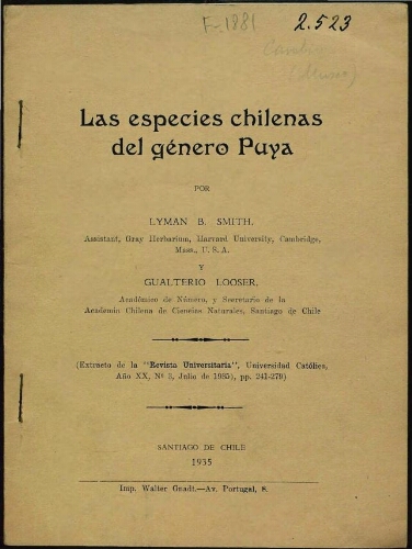 Las especies chilenas del género Puya