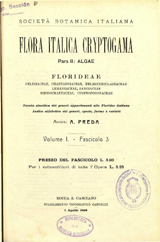 Flora Italica cryptogama. Pars II: Algae. [...] Fasc. N. 3