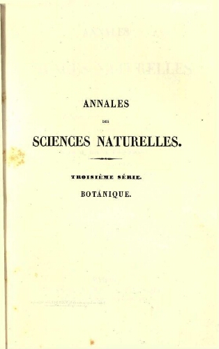 Annales des sciences naturelles [...] Troisième série. Botanique. Tome vingtième