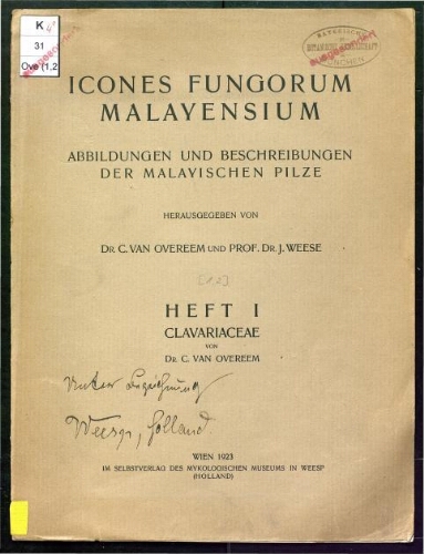 Icones fungorum malayensium. Heft 1. Clavariaceae