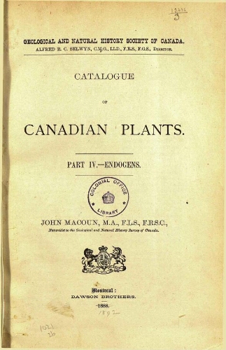 Catalogue of Canadian plants. Part IV. - Endogens