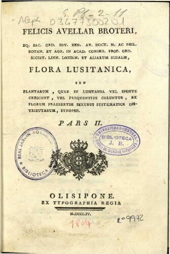 Flora Lusitanica [...] Pars II