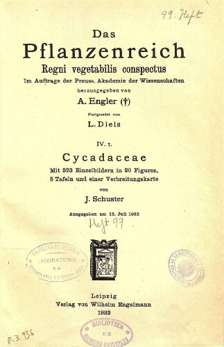 Cycadaceae. In: Engler, Das Pflanzenreich [...] [Heft 99] IV. 1