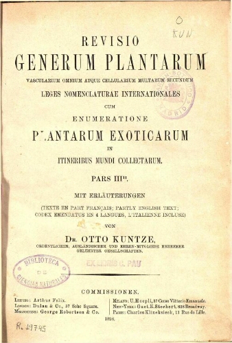 Revisio generum plantarum [...] Pars III.II