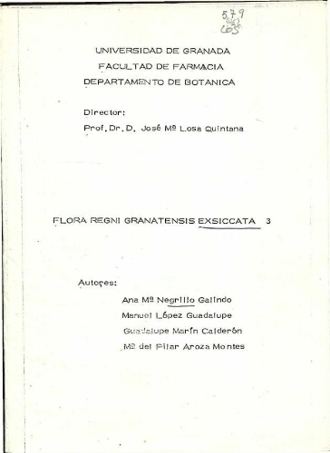 Flora Regni Granatensis. Exsiccata 3