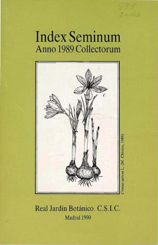Index seminum in Horto Botanico Matritensi ... 1989
