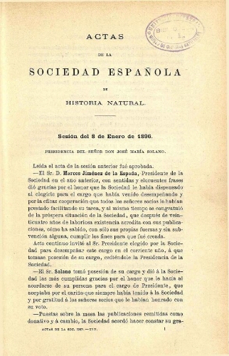 Actas de la Sociedad Española de Historia Natural [año 1896]