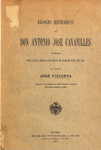 Elogio histórico de D. Antonio José Cavanilles