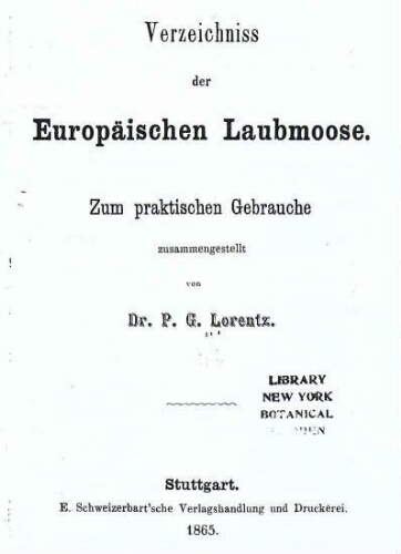 Verzeichniss der Europäischen Laubmoose