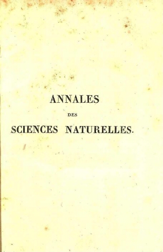 Annales des sciences naturelles [...] Tome troisième
