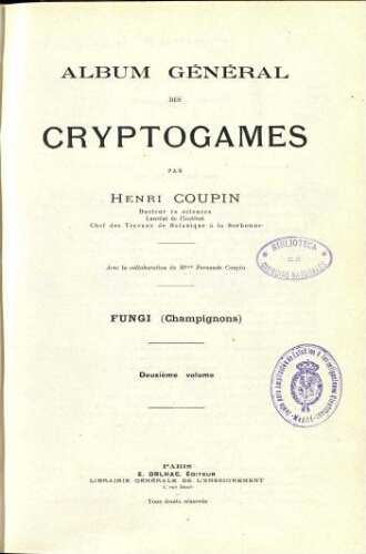 Album général des cryptogames [...] Fungi [...] Deuxième volume