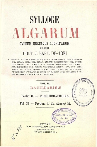 Sylloge algarum [...] Vol. II. Sect. II