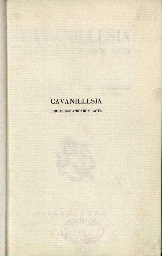 Cavanillesia [...] Vol. VII