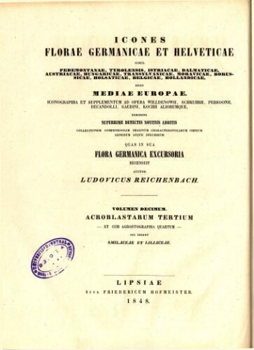 Icones florae Germanicae et Helveticae [Reimp. col.] [...] Volumen decimum