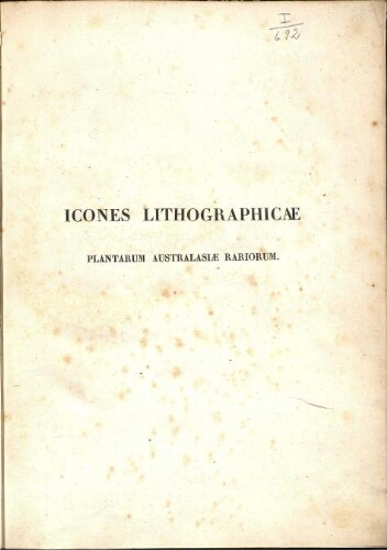 Icones lithographicae plantarum Australasiae rariorum