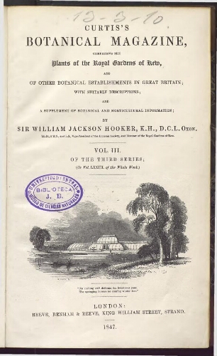 Curtis's Botanical Magazine (1801). Vol. 73 (Vol. 3 of the third series)