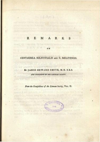 Remarks on Centaurea solstitialis and C. melitensis