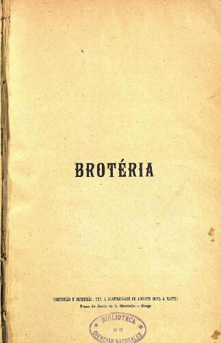 Brotéria. Série Botânica [...] Volume XVI