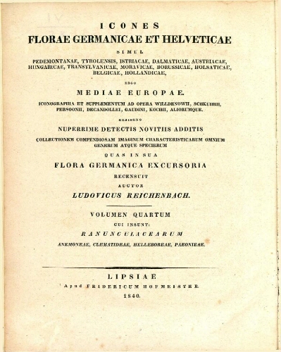 Icones florae Germanicae et Helveticae [...] Volumen quartum