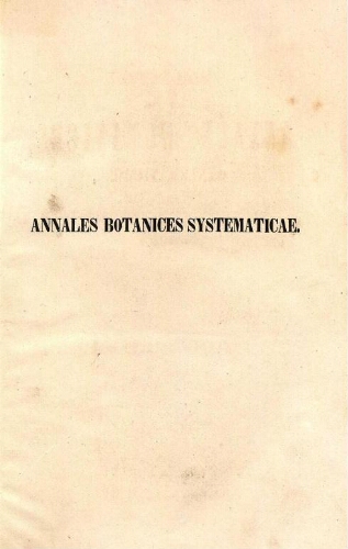 Annales botanices systematicae [...] Tomus V