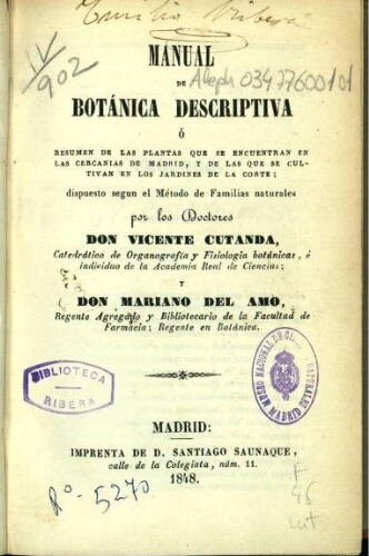 Manual de botánica descriptiva
