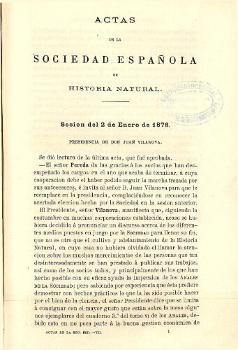 Actas de la Sociedad Española de Historia Natural [año 1878]