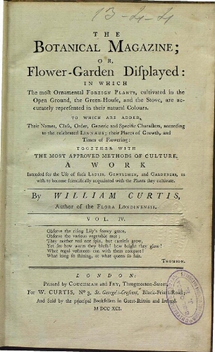 The Botanical Magazine (London). Vol. 4