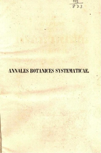 Annales botanices systematicae [...] Tomus VI