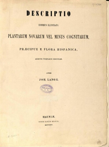Descriptio iconibus ilustrata plantarum novarum