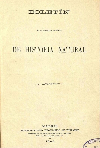 Boletín de la Sociedad Española de Historia Natural [Tomo 2]