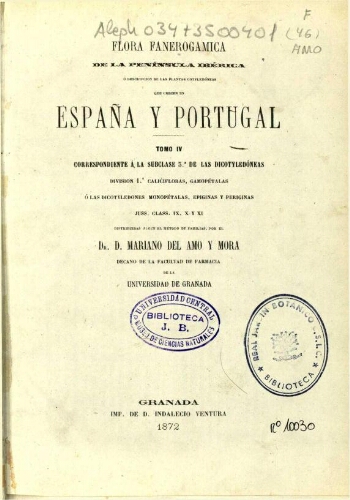 Flora fanerogámica de la Península Ibérica [...] Tomo IV