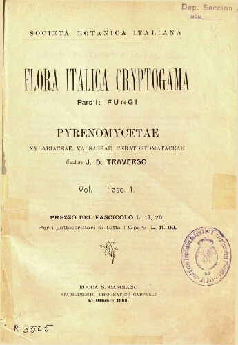 Flora Italica cryptogama. Pars I: Fungi. [...] Fasc. 1