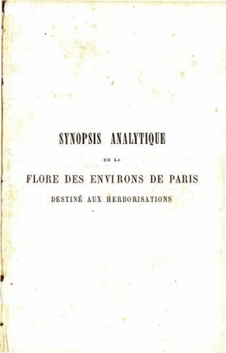 Synopsis analytique de la flore des environs de Paris [...] Troisième édition