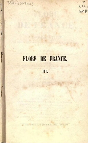 Flore de France [...] Tome troisième